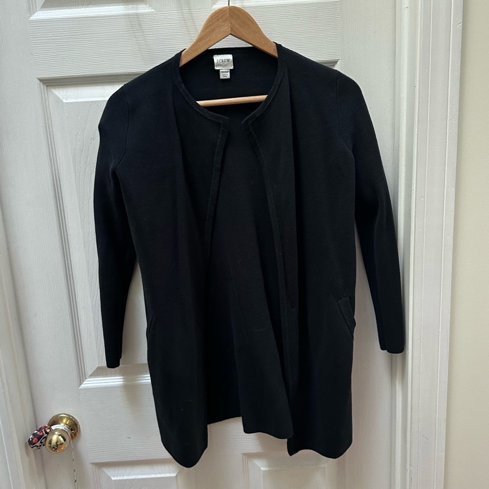 J Crew black Sophie Open front Sweater blazer xxs
